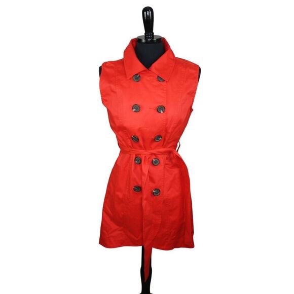 Cabi Short Trench Coat Convertible Red Hi Low Classic Academia Preppy - Picture 5 of 7